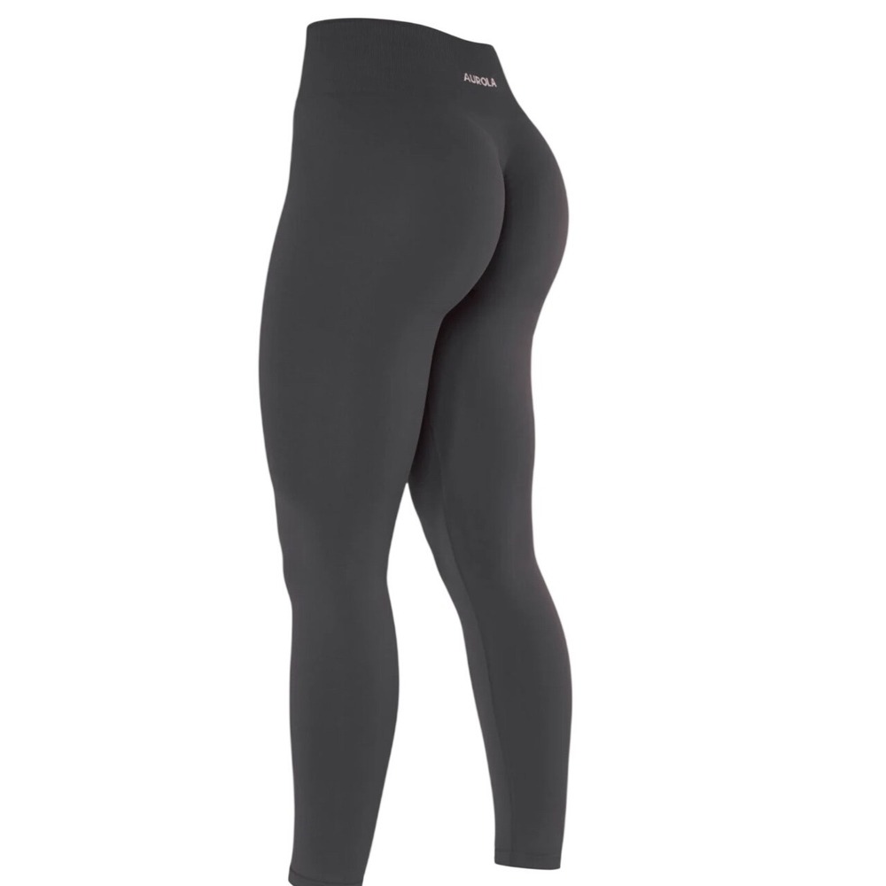 AUROLA Women Black Dream Seamless Scrunch Butt High Waist Workout Leggings